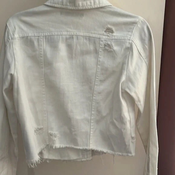 Jean jacket, white, distressed, look size medium - Picture 4 of 4
